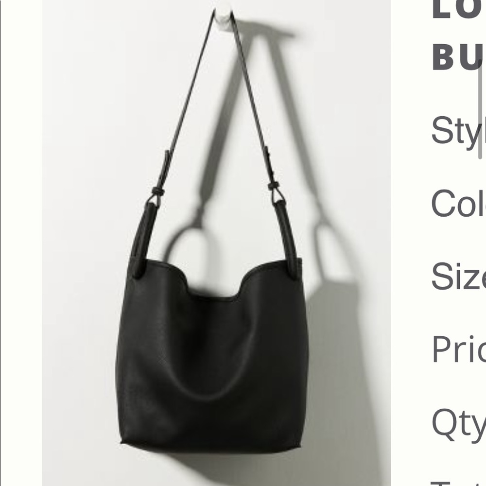 Anthropologie Black Leather Shoulder Tote Bag